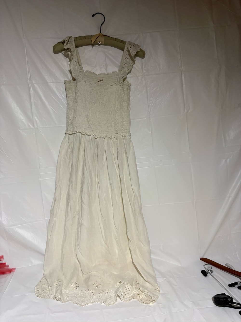 NATURAL LIFE Cream Eyelet Maxi Dress with Smocked Bodice